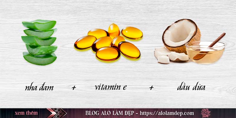Nguyên liệu cần có của mặt nạ vitamin E, nha đam và dầu dừa