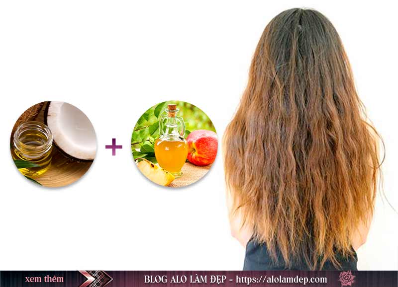 Dưỡng tóc cho tóc xỉn màu với dầu dừa và giấm táo
