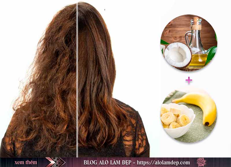 Dưỡng tóc xoăn với dầu dừa và chuối