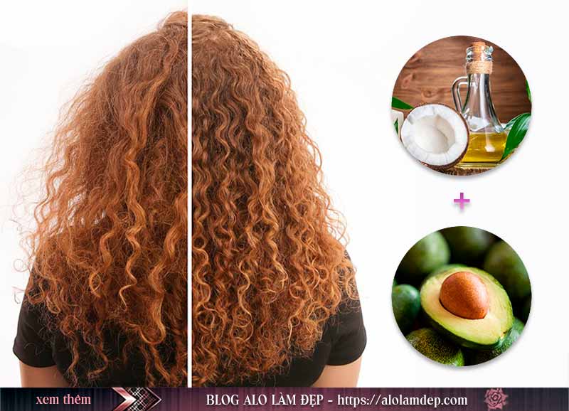 Dưỡng tóc xoăn với dầu dừa và trái bơ