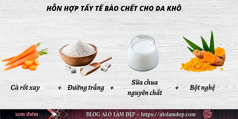 Hỗn hợp sữa chua cà rốt tẩy tế bào chết cho da khô