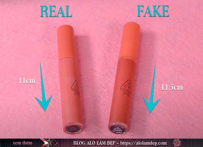 Son 3CE giả có thường chiều dài hơn Son 3CE thật 1 chút