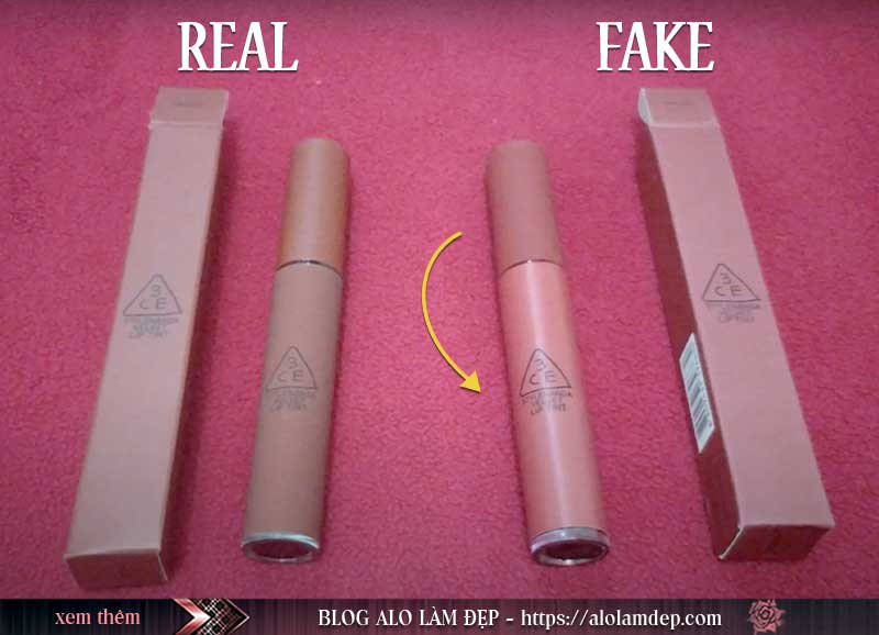 Nắp và thân son có màu sắc khác nhau rất dễ dàng phân biệt